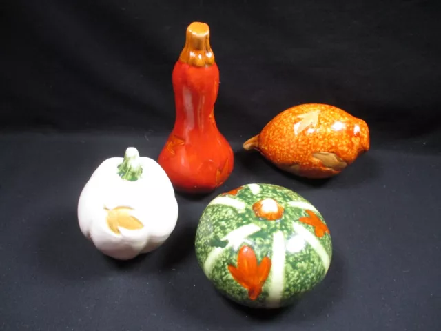 Lot #3 - 4  Ceramic Pumpkins & Gourds - About 3 - 4.5"