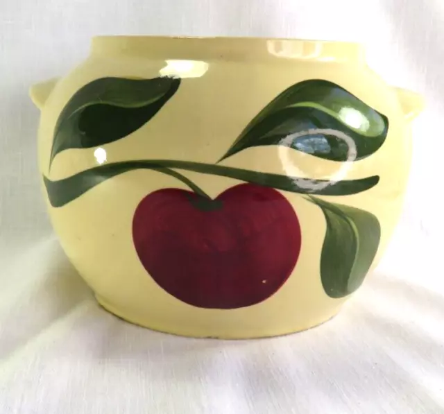 Watt Pottery  Apple Cookie Jar / Bean Pot #76 with No Lid 1940’s Vintage Bottom