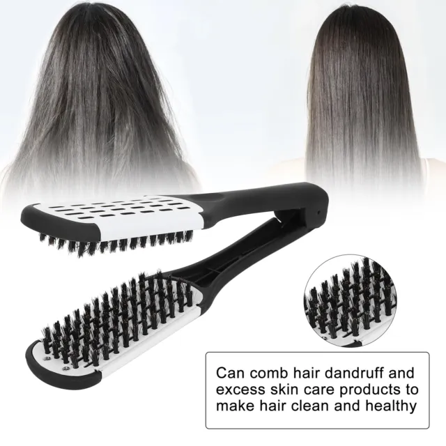 (bianco) Morsetto spazzola su due lati setole strumento per lo styling capelli molla capelli dritti