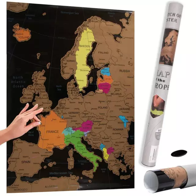 POSTER MAPPA EUROPA da Grattare Cartina Geografica Europea