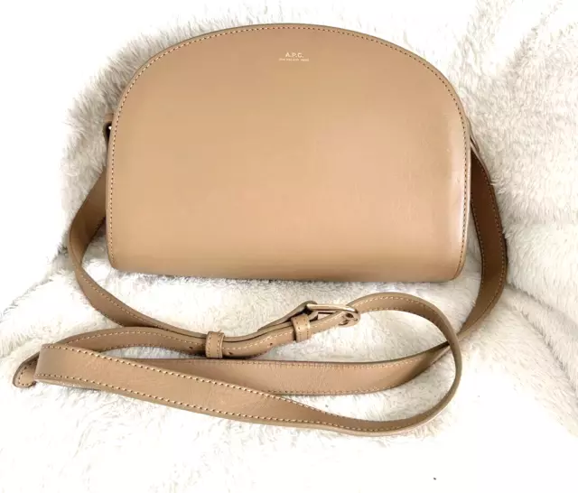 A.P.C. Shoulder bag leather half moon beige  Fashionable