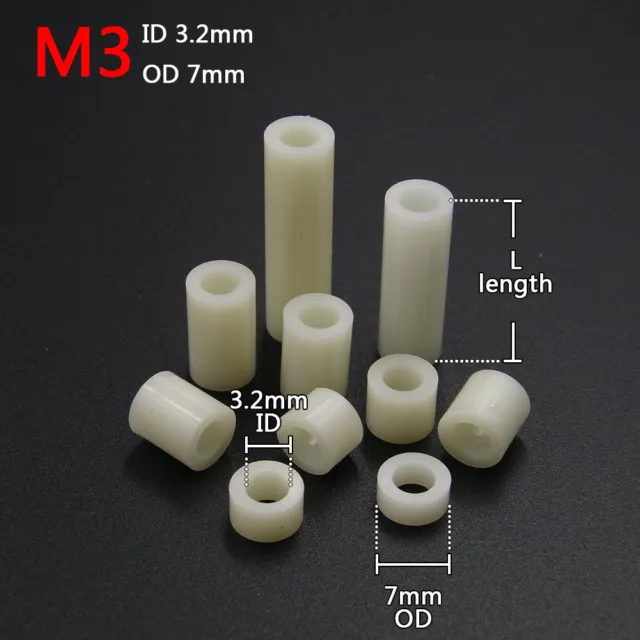 Plastic Nylon Round Non-Thread Column Standoff Spacer ABS Washer for PCB Board