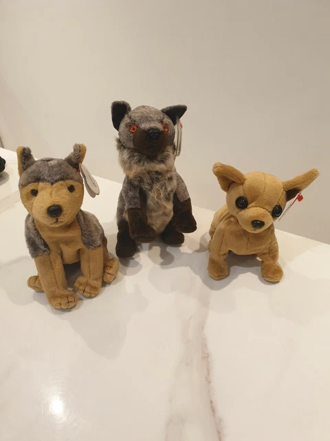 TY BEANIE BABIES Dog Bundle Set Howl Wolf Sarge And Tiny With