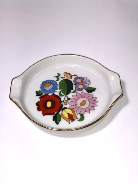 Vintage Kalocsa Hungarian Trinket Dish Hand Painted Porcelain  4" x 3”