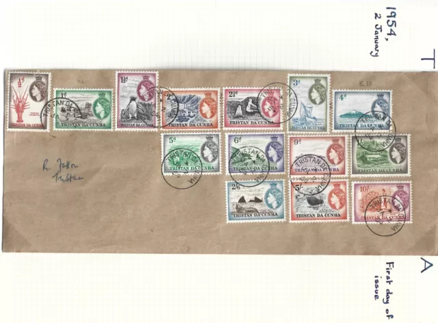 Tristan Da Cunha, Comp Set,½ d To 10/- On FDC,Jan 2nd 1954,Seldom Seen Cover(D9)