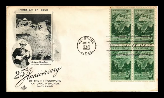 Dr Jim Stamps Us Cover Mount Rushmore 25Th Anniversary Fdc Block Of 4 Sealed