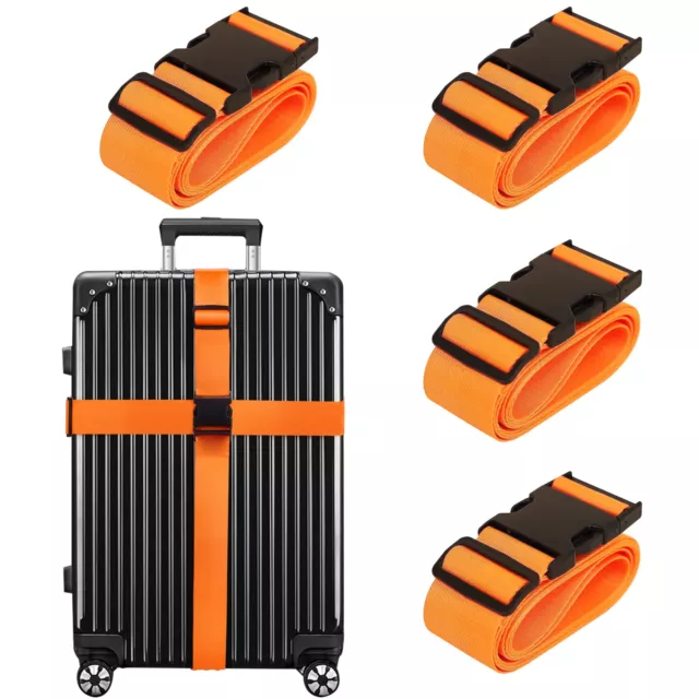 Luggage Straps for Suitcases TSA Approved Travel Belt 4 Pack by Orange