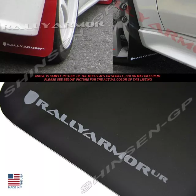 Rally Armor UR Black Mud Flaps w/ Grey Logo for 2007-2017 Lancer DE ES Sedan