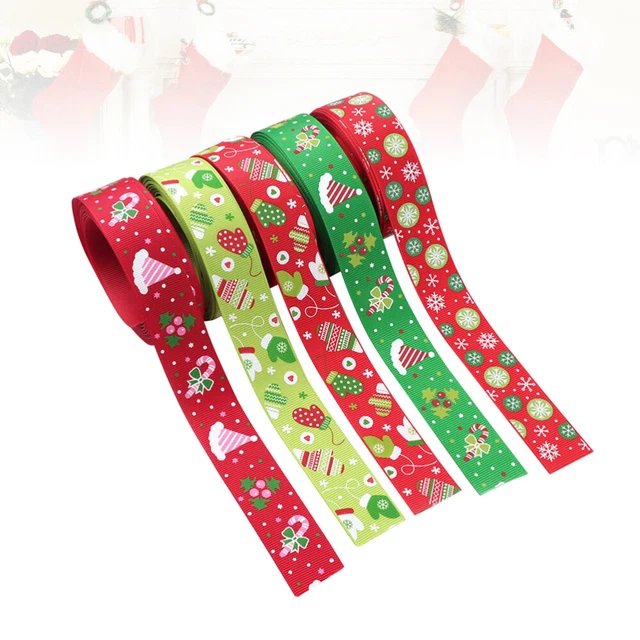 5 Rolls Christmas Tree Ribbon Xmas Gift Ribbons Decorative Party
