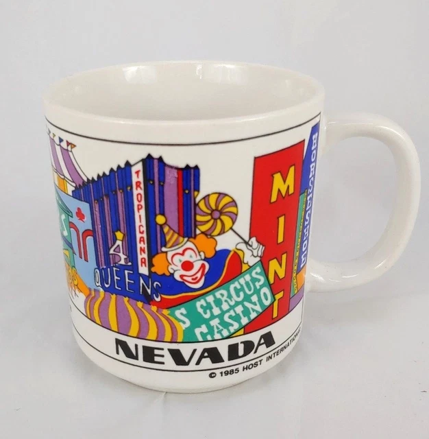 Vtg Las Vegas Nevada Mug 1985 Mint Sands Dunes Horseshoe Aladdin Coffee Strip