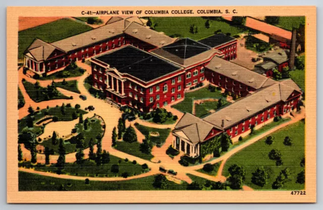 Vintage Postcard SC Columbia College Aerial View -5598