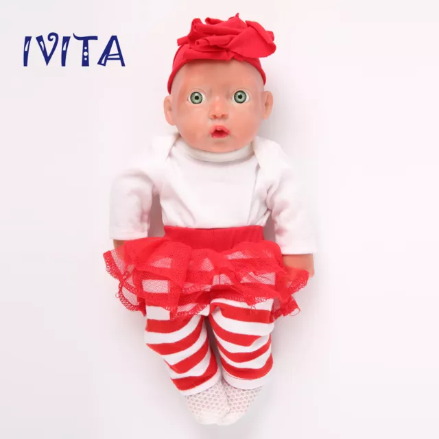 IVITA 11'' Full Body Silicone Baby Girl Small Cute Soft Silicone Doll