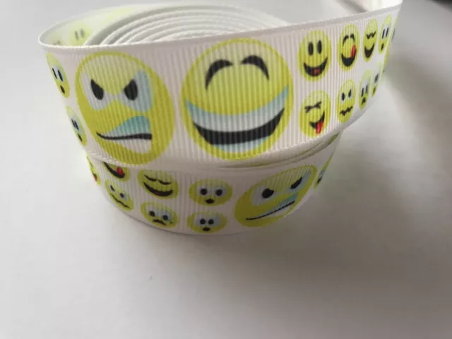 Grosgrain Emoji Smiley Face Ribbon 7/8" 22mm