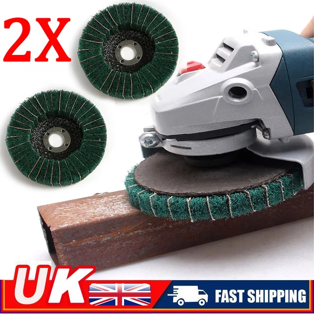 2x 100mm 120 Grit Fiber Flap Polishing Wheel Pad Abrasive Buffing Angle Grinder