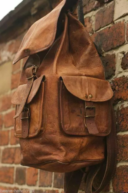 Leather Backpack Men Bag S Shoulder Laptop Travel Rucksack Mens School Caoch New