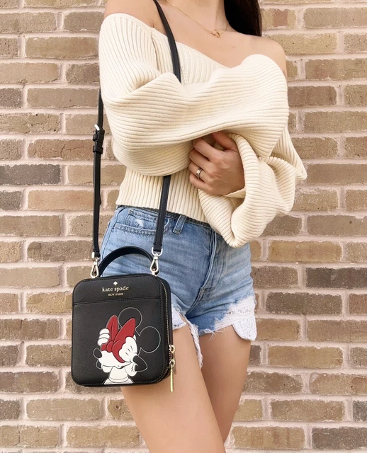 Kate Spade x Disney Minnie Mouse Vanity Case Crossbody K9530 Black Leather