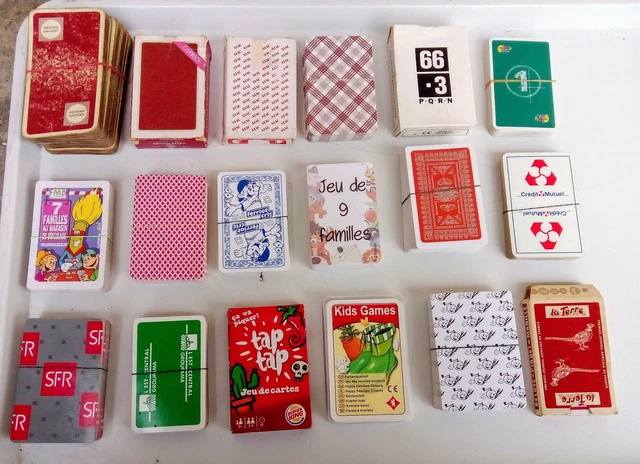 Ancien jeux de carte 19 ème, petit format 6.2X4.4 cm. Avec étui d