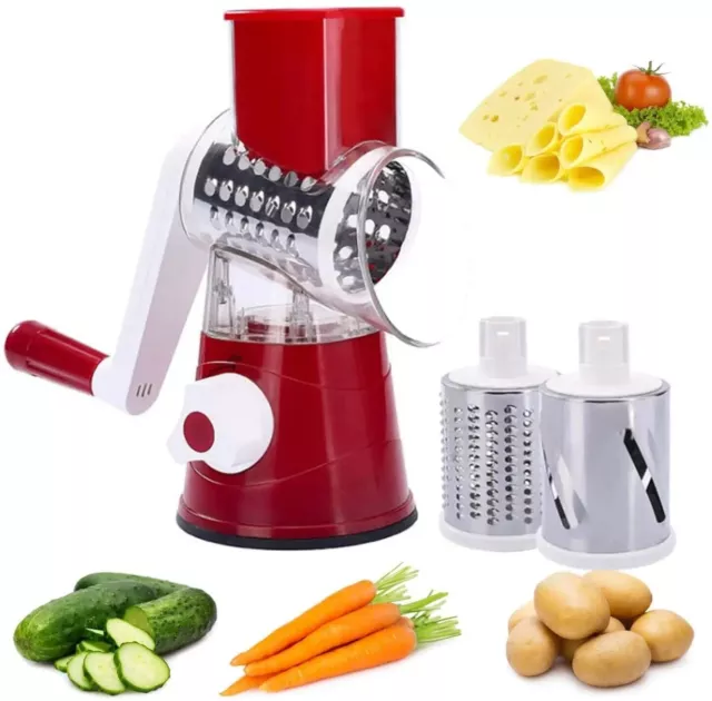 Rotary Cheese Grater Hand Crank Stainless Steel Vegetable Food Chopper Shredder