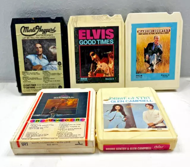 Vintage 8 Track Tapes Cartridges Mixed Lot Various Artist - Untested Lot of 5