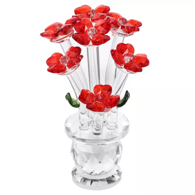 Red Crystal Flower Decoration Sunflower Bouquet Handmade Statue