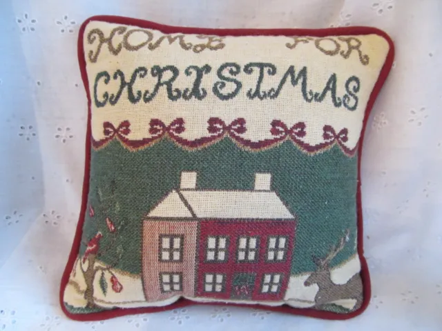 Vintage Riverdale 7.5" Home For Christmas Small Decorative Tapestry Throw Pillow