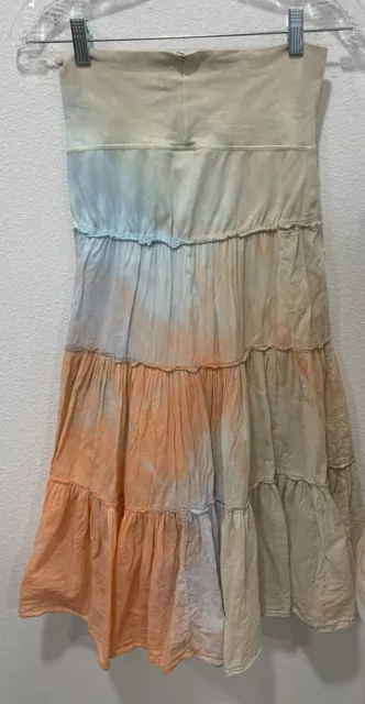 Hard Tail Forever Size XS Roll Down Waist Tie Dye Boho Long Skirt Lined READ