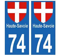 autocollants plaques immatriculation auto Département 74  HAUTE-SAVOIE