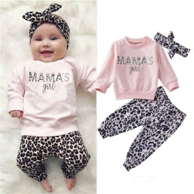 Baby Girls Clothes Toddler Kids Top T-Shirt Leopard Pants Spring Winter Outfits