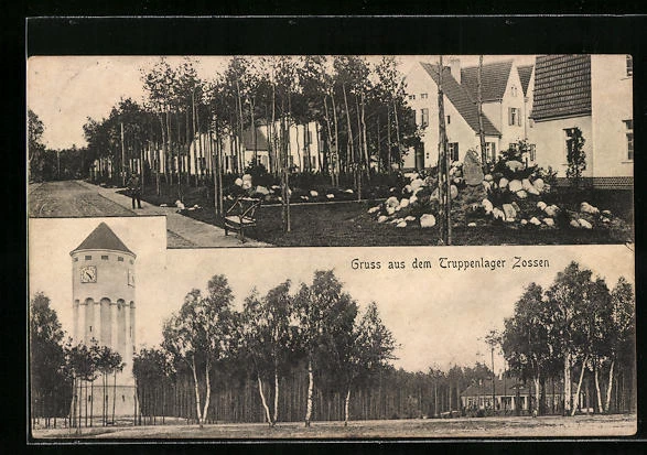 AK Zossen, Wasserturm, Ortsansicht 1915