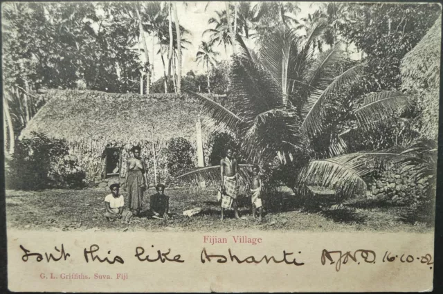 Fiji 17 Oct 1901 Picture Postcard Of Village Scene - From Suva To Australia