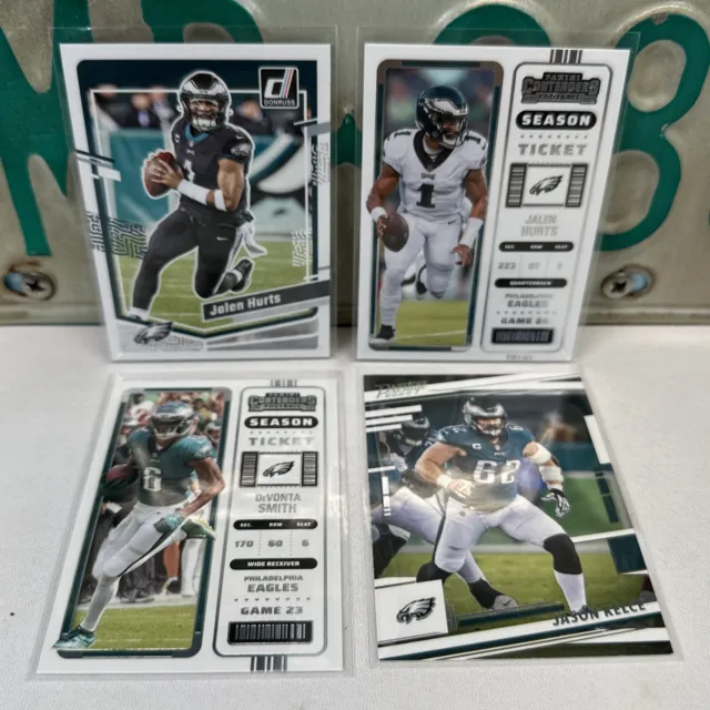 Lot (4) Jason Kelce Jalen Hurts Philadelphia Eagles Absolute Donruss