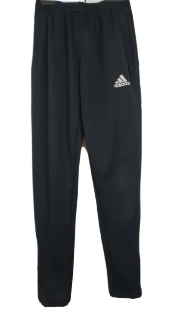 Adidas Youth Boys Joggers Size Small Solid Black Knit Stretch Tapered Leg Pants