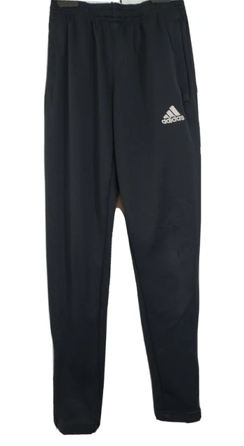 Adidas Youth Boys Joggers Size Small Solid Black Knit Stretch Tapered Leg Pants
