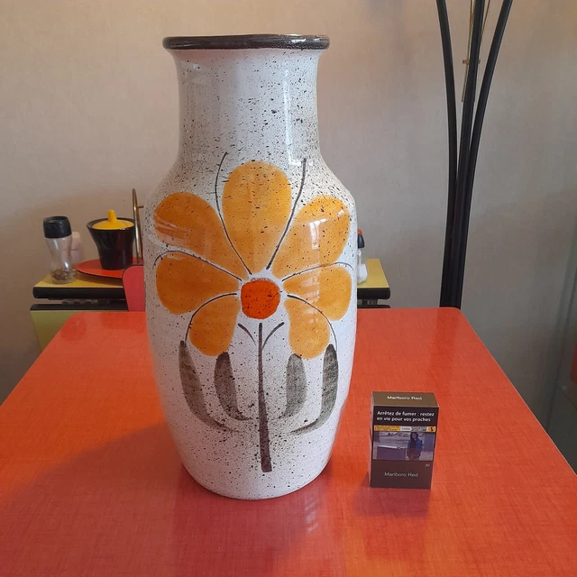 Grand Vase Céramique Signé Saint-Clément - Vintage Multicolore - État Parfait