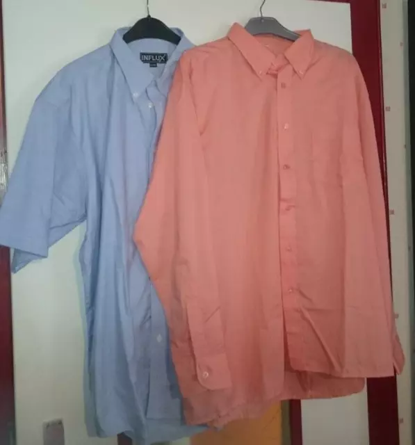 lot de 2 chemises (orange+ bleu)  manches longues +courtes Taille 41/42