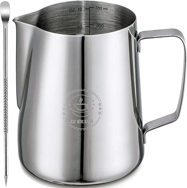 Milk Frothing Pitcher 12Oz,Espresso Steaming Pitcher 12Oz,Espresso Machine Acces
