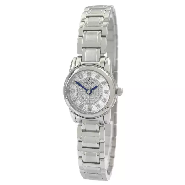 Bulova 96P143 Lady's Diamond Engraved Silver Dial Bracelet Watch