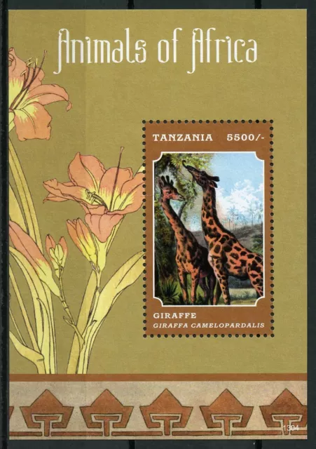 Tanzania Wild Animals Stamps 2013 MNH Animals of Africa Giraffes Giraffe 1v S/S