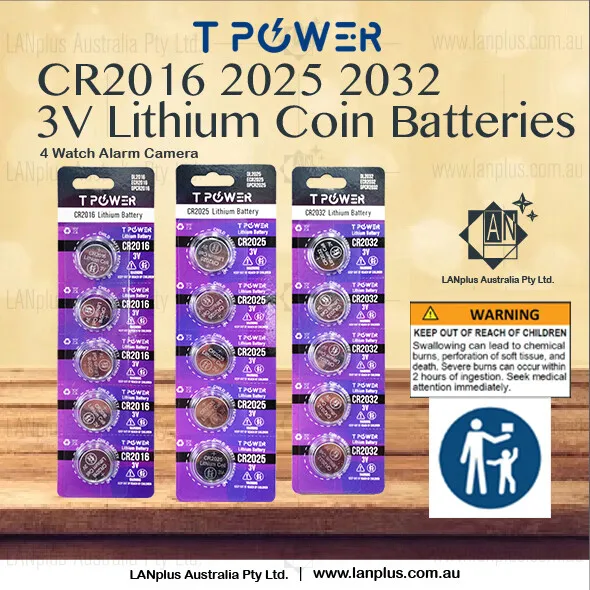 Tpower CR2032 CR2025 CR2016 CR1632 CR2430 CR2450 CR2477 coin button battery