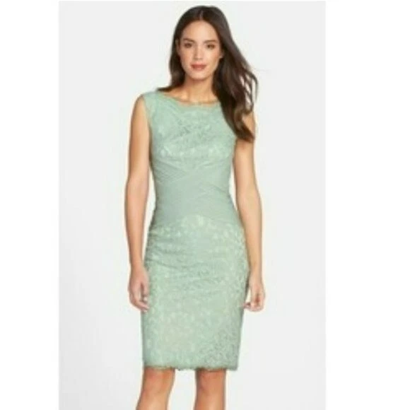Tadashi Shoji Crisscross Waist Lace Bodycon Dress Mint 6 wedding cocktail Tadashi Shoji Crisscross Waist Lace Bodycon Dress Mint 6 wedding cocktail
