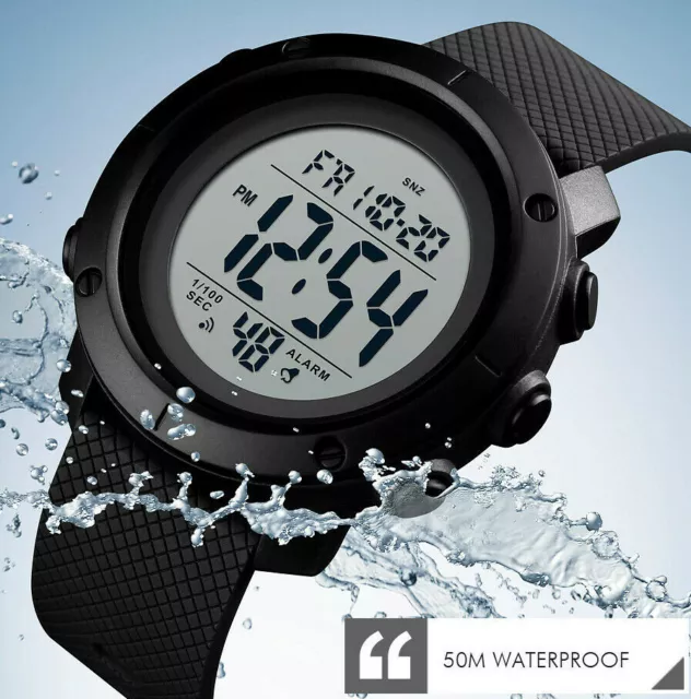 50M Waterproof Sports Watch Womens Mens Military Style Army Swimming Gym Walking