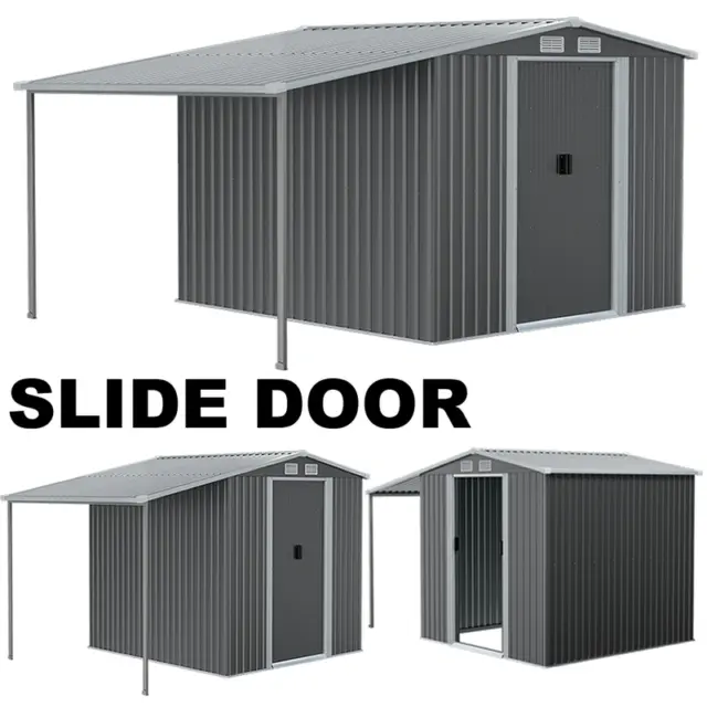 Metal Garden Shed 8 X 8, 8 X 6, 10 X 8ft Garden Storage House w/Large Open Shed