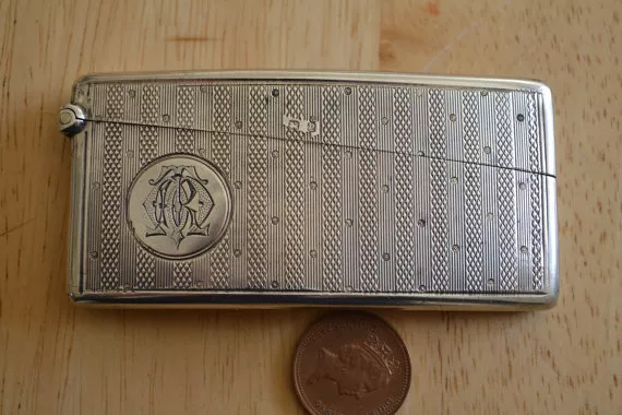 Antique Victorian HM1898 solid silver card case curved Very good condition