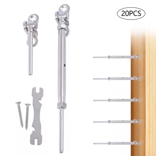 20-Pack 1/8" Cable Railing Kit Stainless Cable Adjustable For Timber Deck Stair