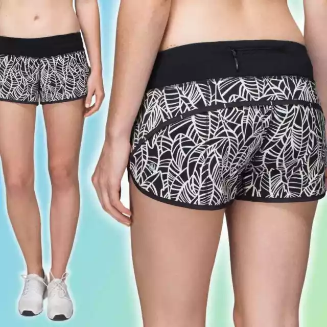 LULULEMON Run: Speed Short Sz 4 Pretty Palm Black