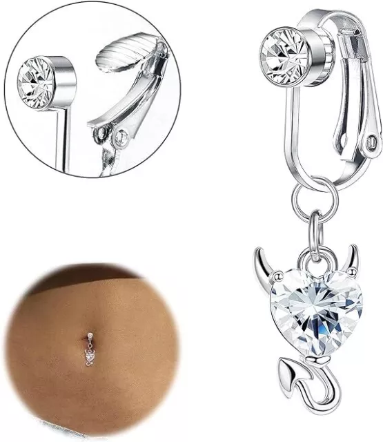Fake Belly Button Bars Surgical Steel Clip On Navel Ring Non Piercing Women Gift 3