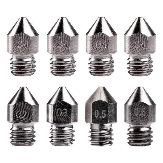 8 PCS 3D Printer Hardened Steel MK8 Nozzles, Upgraded Tungsten All