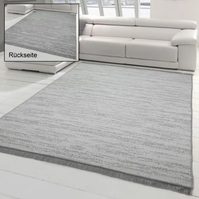 2 Designs in einem Teppich | nutzbar für Drinnen & Draußen | hell- & dunkelgrau
