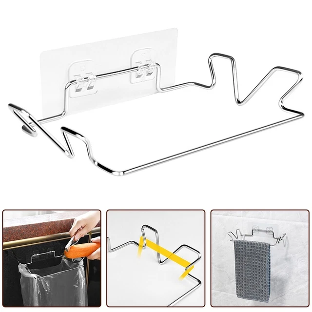 Support Pour Sacs Poubelle En Acier Inoxydable - À Fixer Sur Porte D'armoire Ou Mur - Pour Cuisine, Placard - Lot De 2