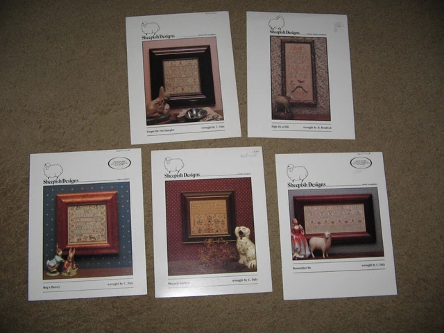 5 Sheepish Designs Counted Cross Stitch Pattern Chart Sampler Peacock Bunny 5 Sheepish Designs Counted Cross Stitch Pattern Chart Sampler Peacock Bunny